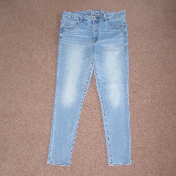 👖 size 12 American Eagle High Rise Skinny Jeans Women's blue Jeggings - Picture 1 of 13